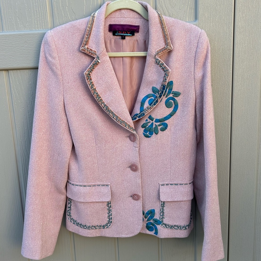 Lizy Pink Embroidered Tailored Blazer